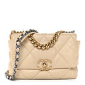 Chanel Lambskin Quilted Medium Chanel 19 Flap Light Beige