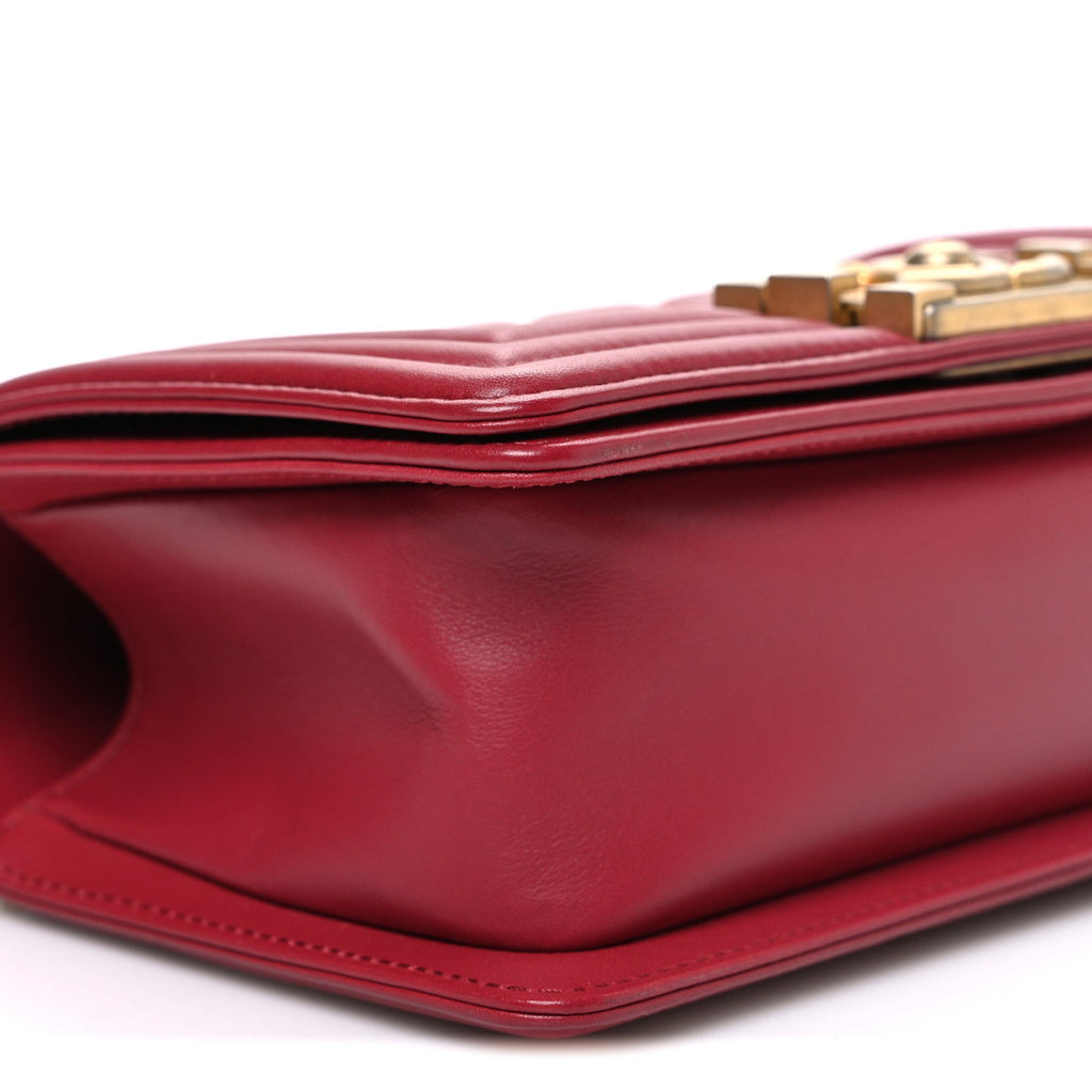 Chanel Lambskin Quilted Small Boy Flap Dark Red