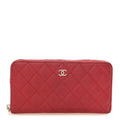 Caviar Quilted Large Gusset Zip Around Wallet Fuchsia