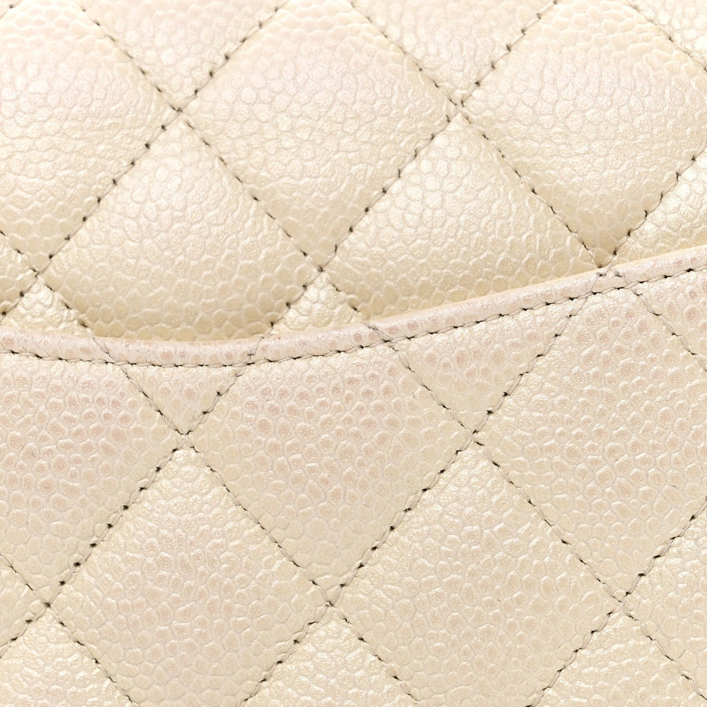 Chanel Iridescent Caviar Quilted Medium Double Flap White