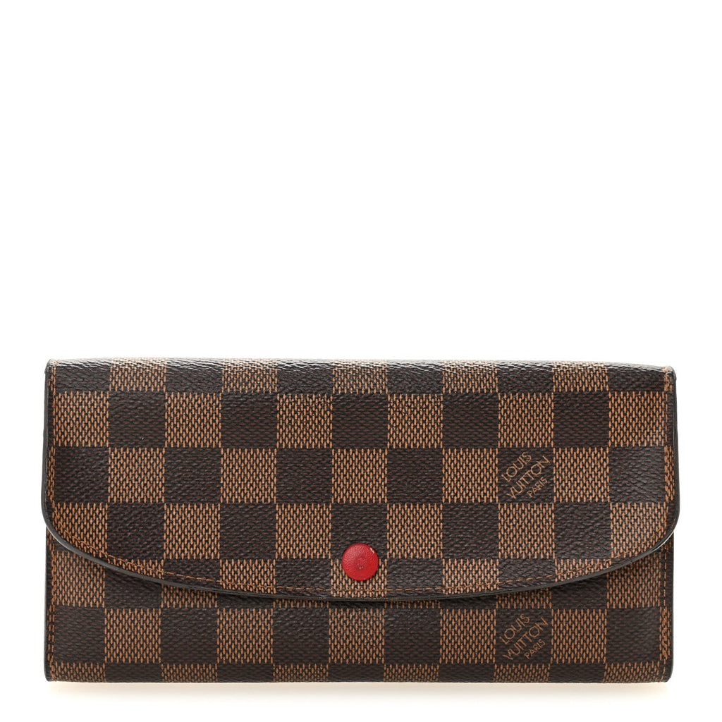 Louis Vuitton Damier Ebene Emilie Wallet Red
