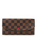 Louis Vuitton Damier Ebene Emilie Wallet Red