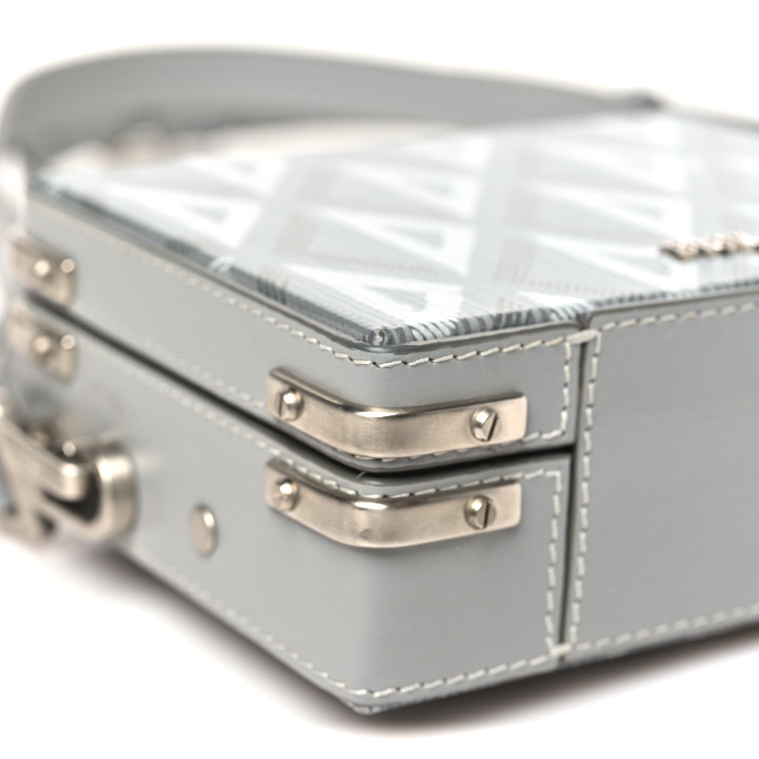 Christian Dior Coated Canvas CD Diamond Lock Mini Case  Gray