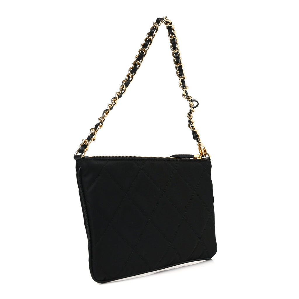 Prada Re-Nylon Tessuto Impuntu Quilted Re-Edition 1995 Chaine Pouch Black