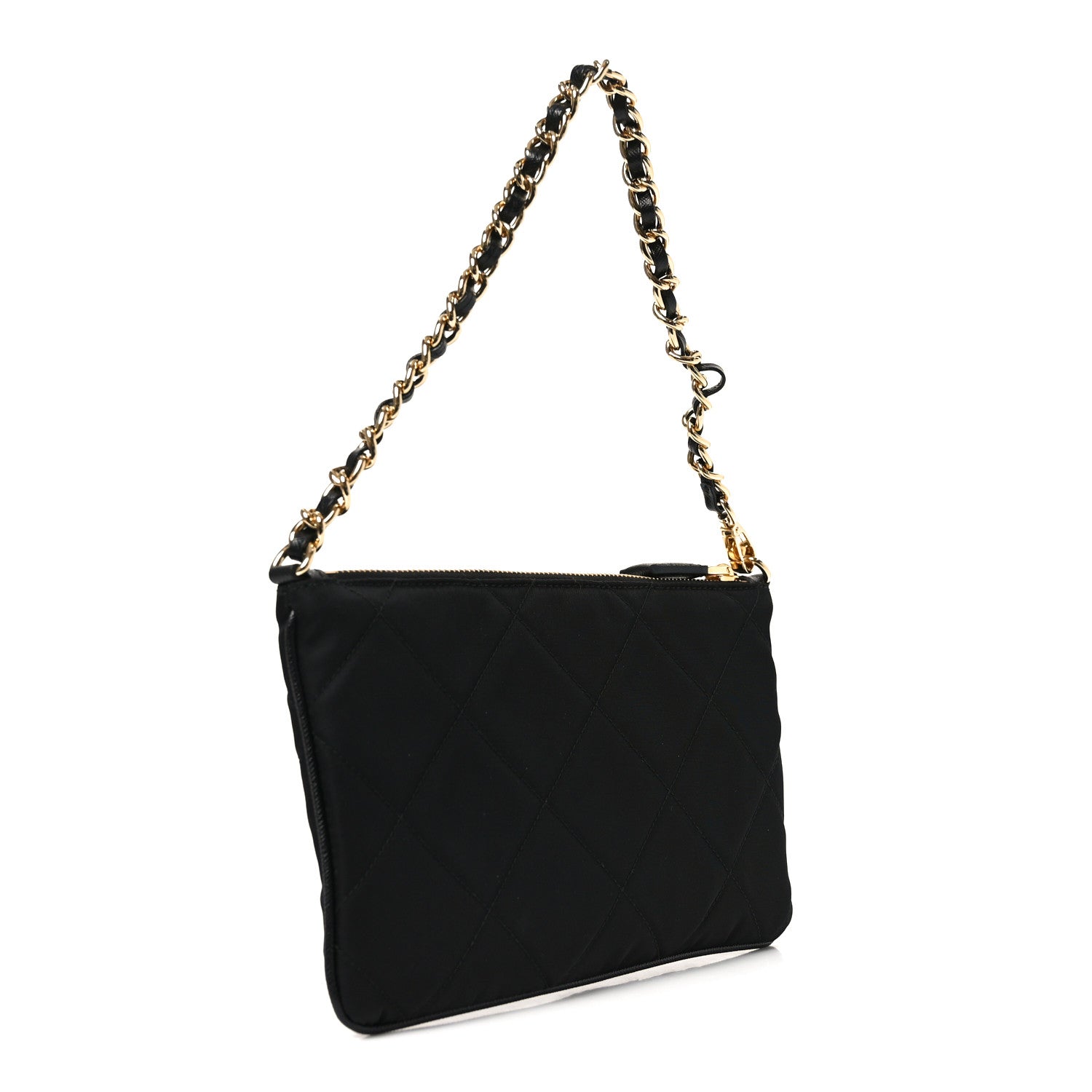 Prada Re-Nylon Tessuto Impuntu Quilted Re-Edition 1995 Chaine Pouch Black