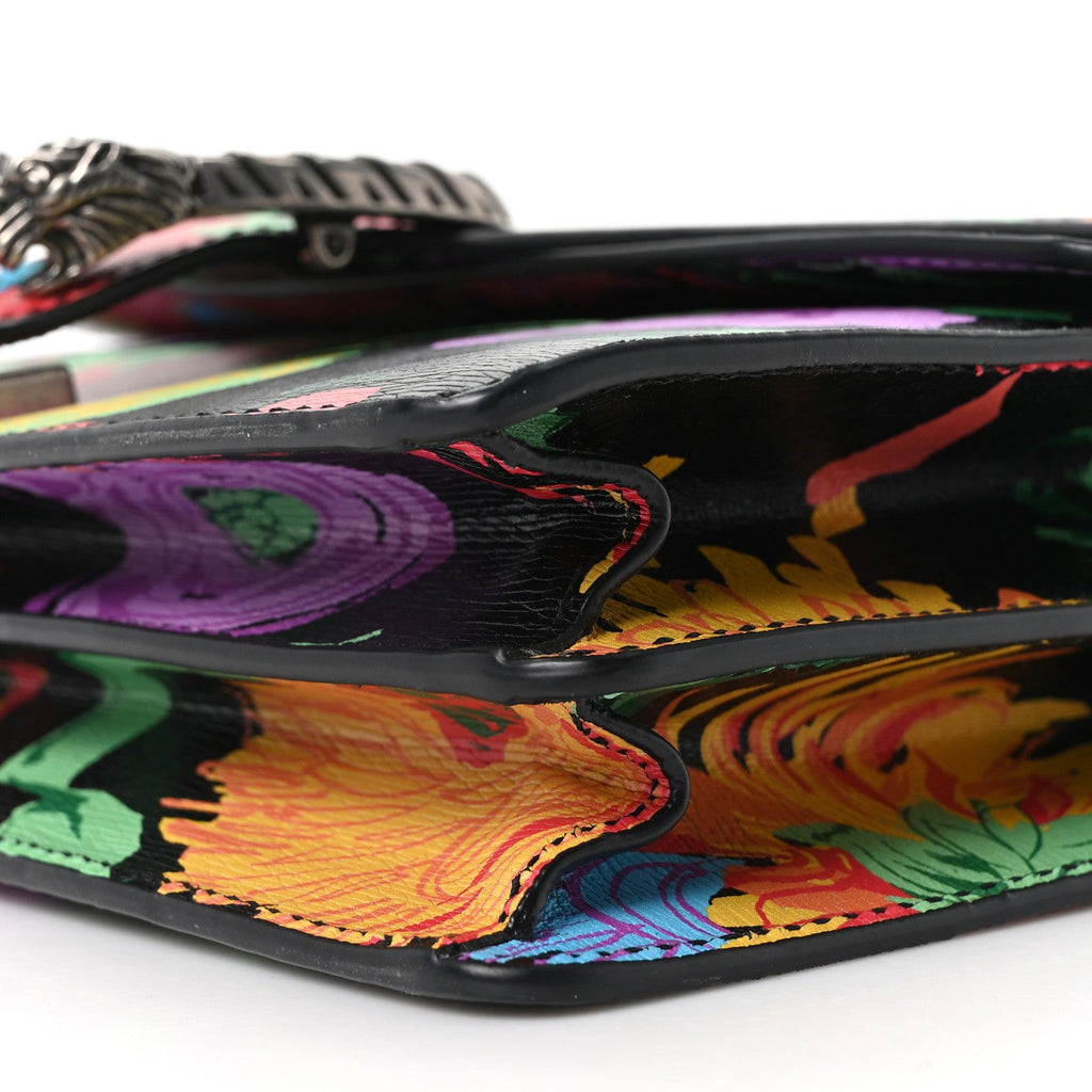 Gucci X KEN SCOTT New Shangai Calfskin Jenny Floral Print Small Dionysus Shoulder Bag Black Pink