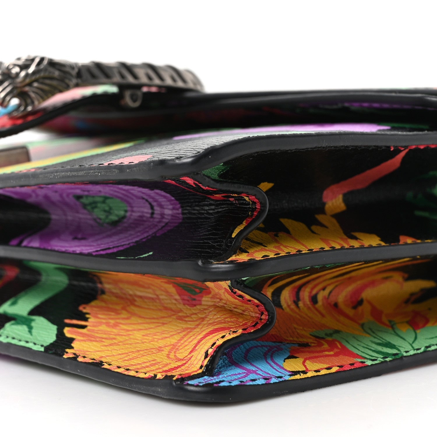 Gucci X KEN SCOTT New Shangai Calfskin Jenny Floral Print Small Dionysus Shoulder Bag Black Pink