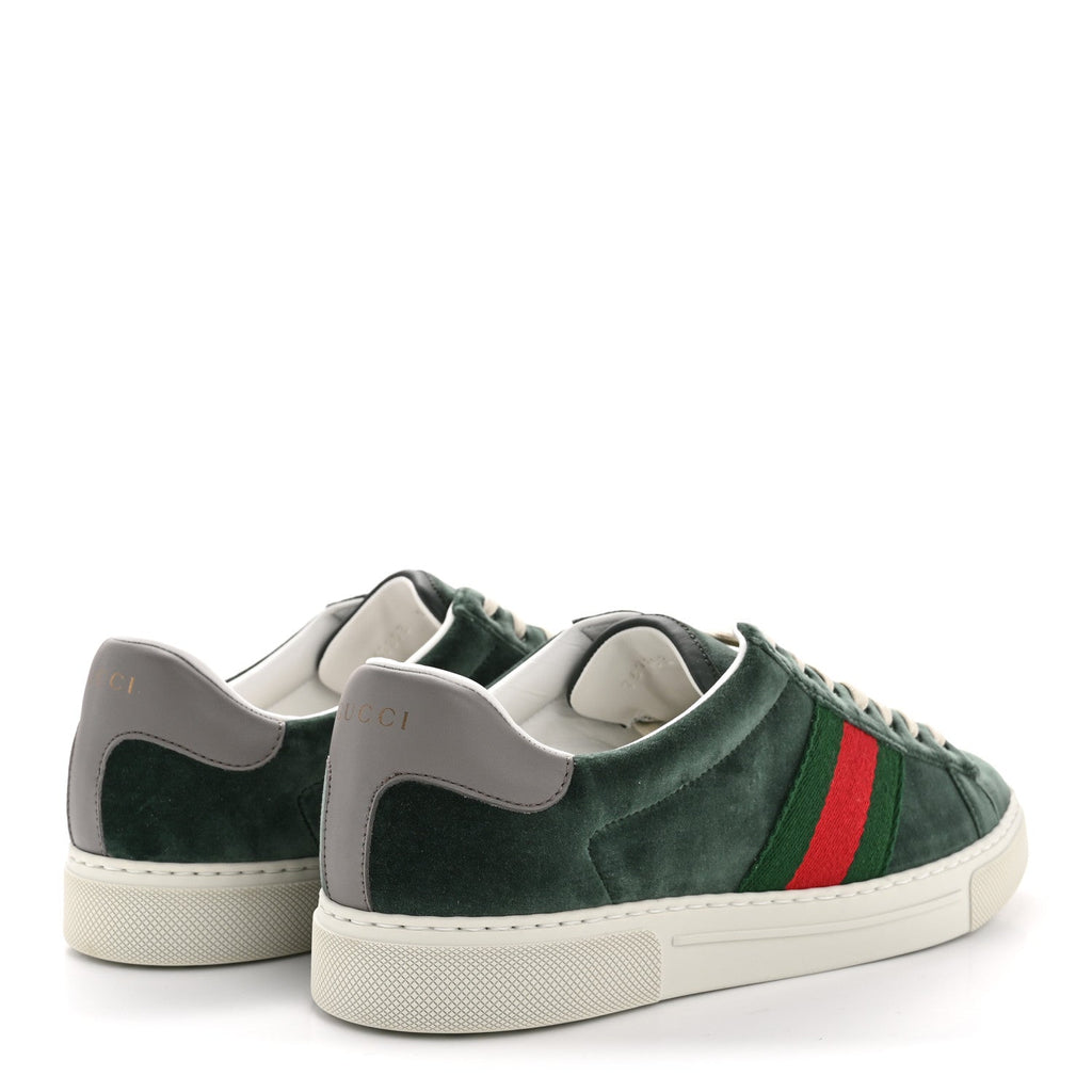 Gucci Velvet Web Mens Ace Sneakers 8 Green Red