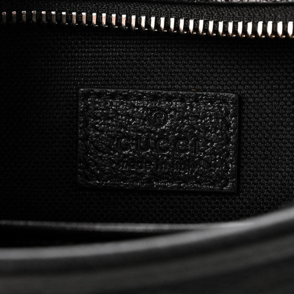 Gucci Monogram Jumbo GG Textured Dollar Calfskin Web Mini Crossbody Bag Black