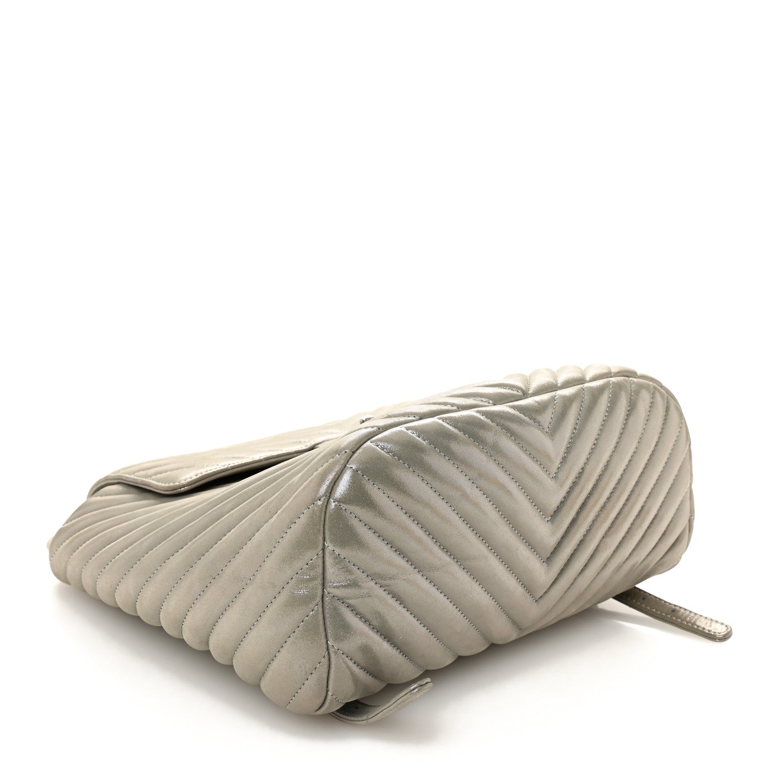 Chanel Iridescent Calfskin Chevron Quilted Small Urban Spirit Backpack Silver