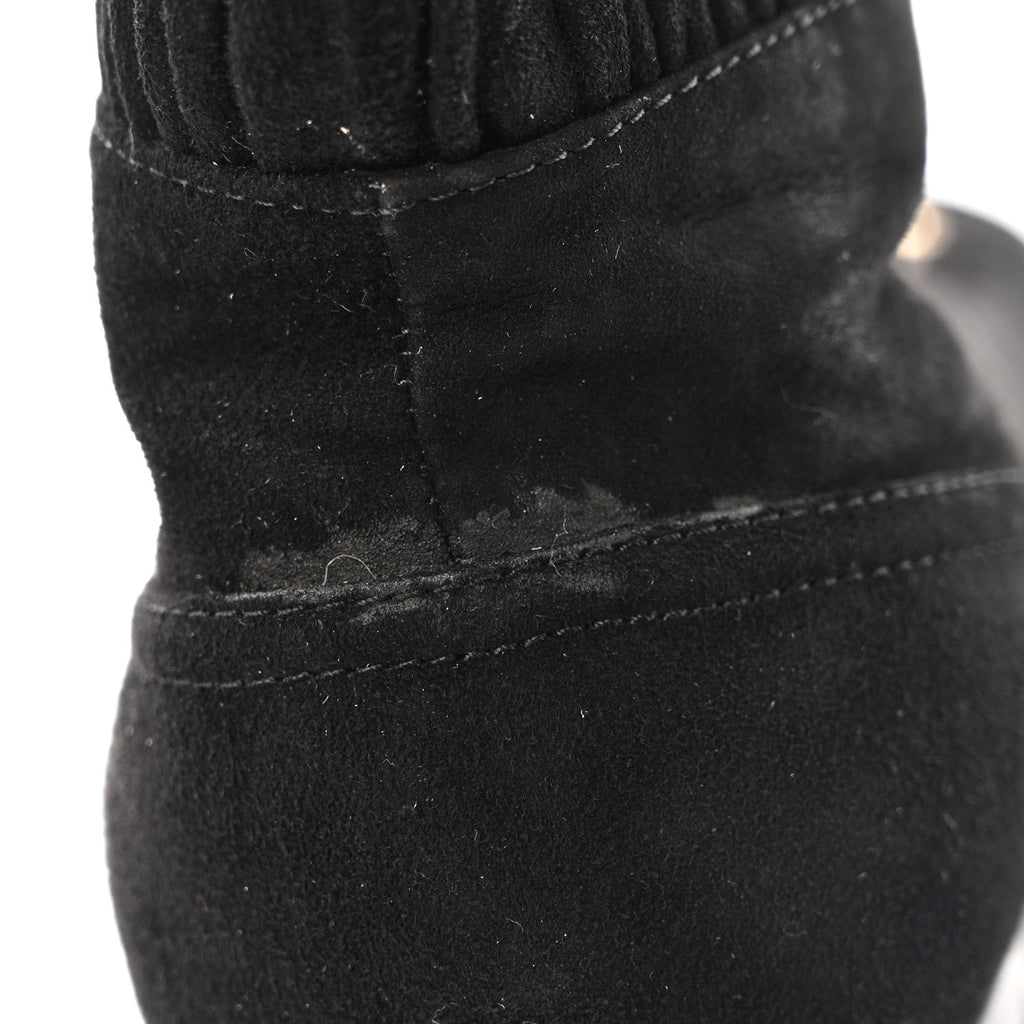 Chanel Suede Quilted Lace Up Combat Boots 38.5 Black