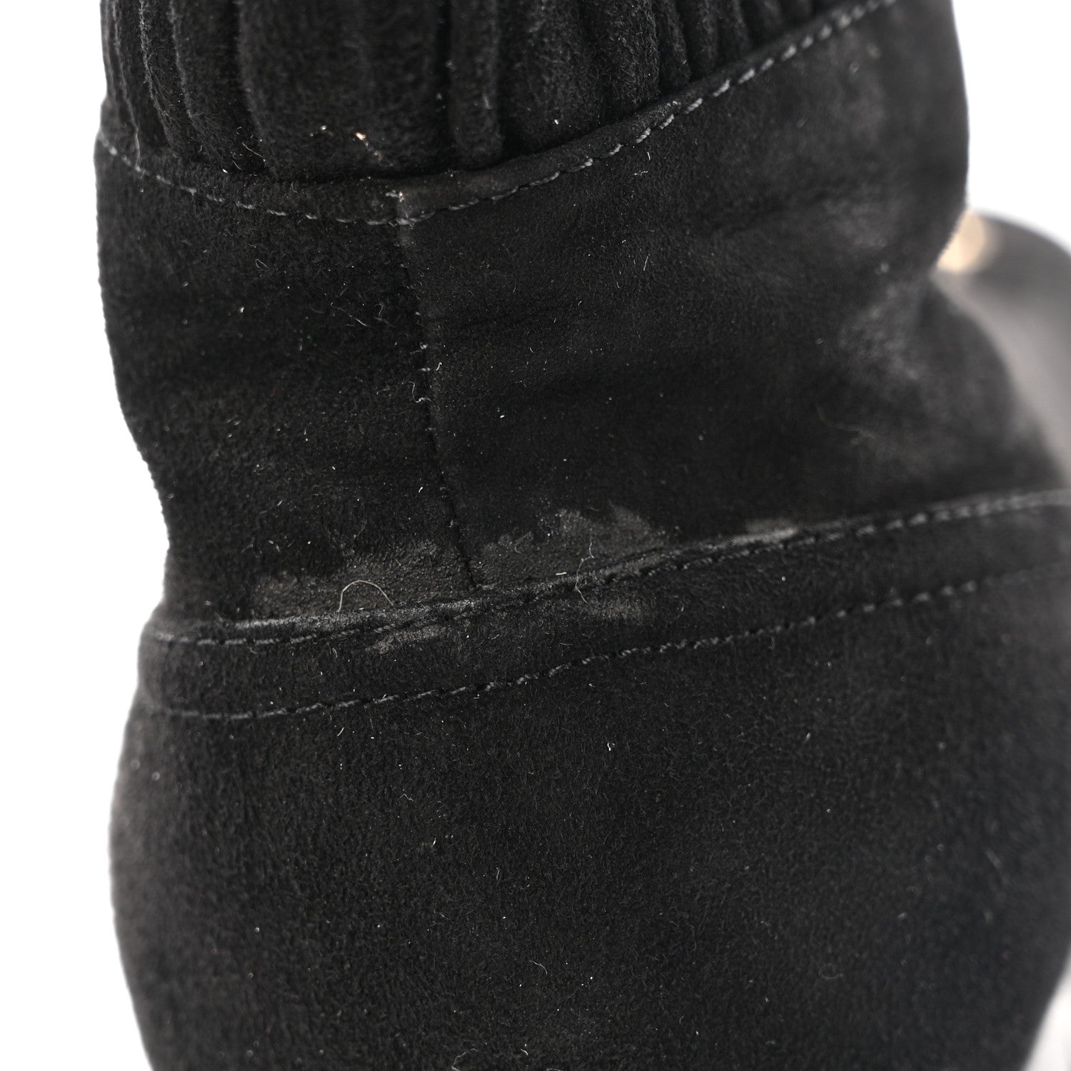 Chanel Suede Quilted Lace Up Combat Boots 38.5 Black