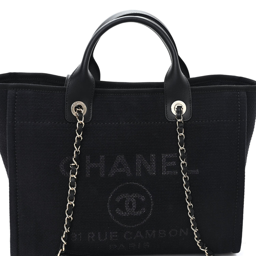 Chanel Mixed Fibers Small Deauville Tote Black