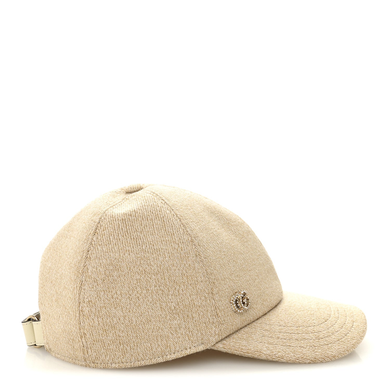 Gucci Wool Lame Double G Crystal Baseball Hat L Beige