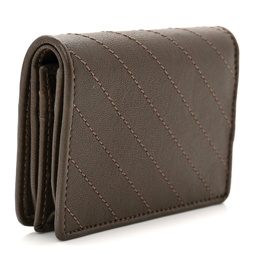 Gucci Sakai Be Green Calfskin Diagonal Stitched Blondie Card Case Wallet Craclet Brown