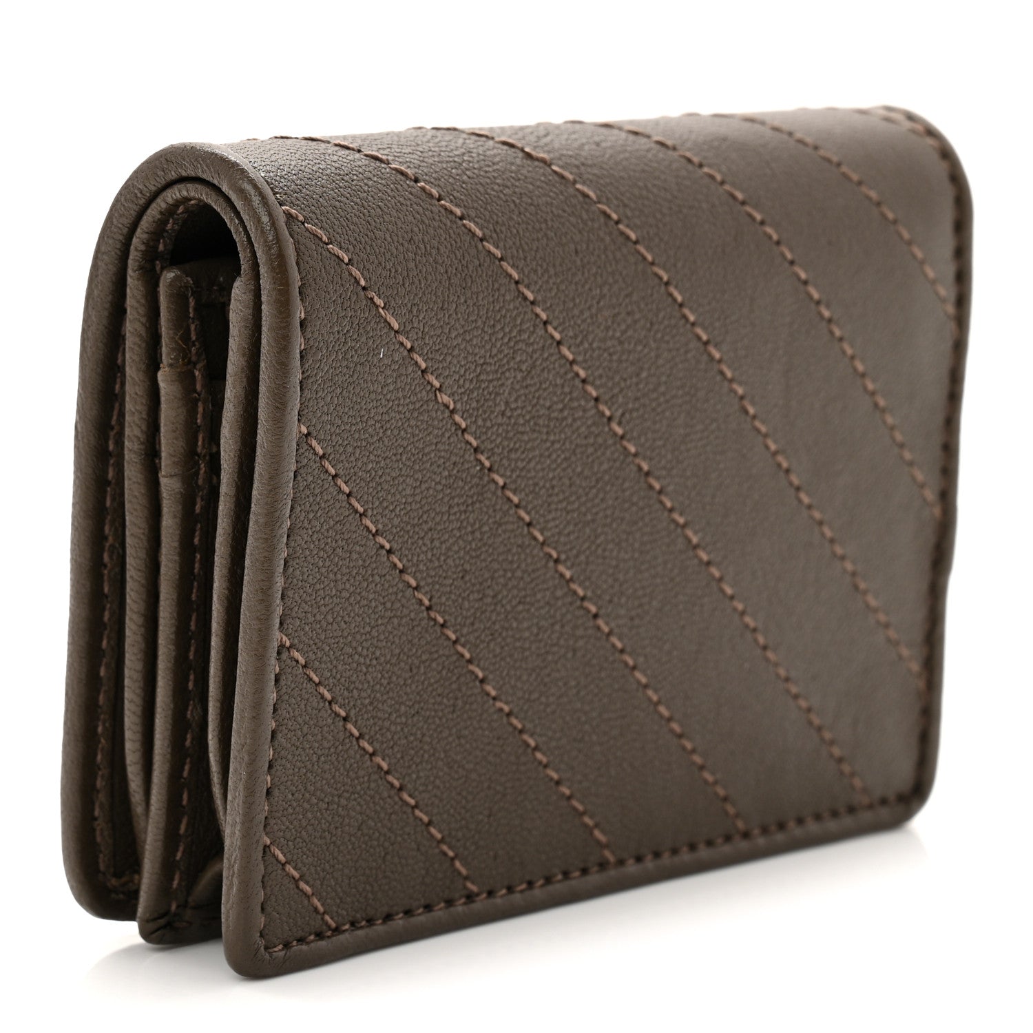 Gucci Sakai Be Green Calfskin Diagonal Stitched Blondie Card Case Wallet Craclet Brown
