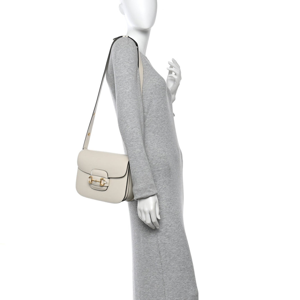 Gucci Azalea Calfskin Horsebit 1955 Shoulder Bag Mystic White