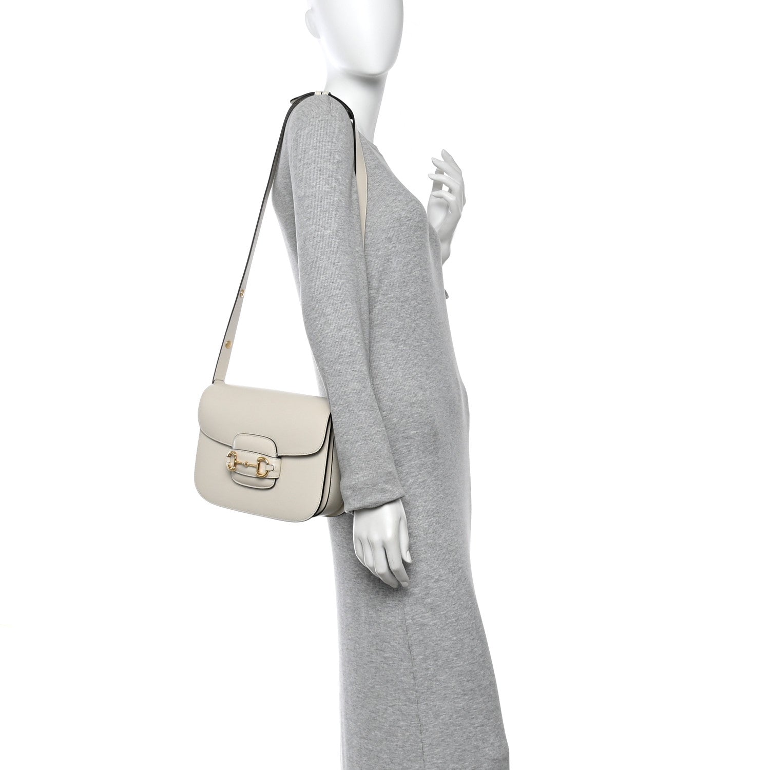 Gucci Azalea Calfskin Horsebit 1955 Shoulder Bag Mystic White