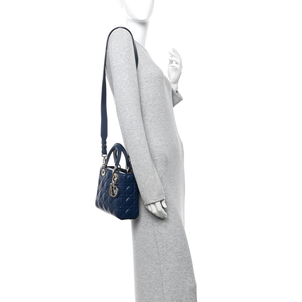 Christian Dior Lambskin Cannage Small My ABCDior Lady Dior Blue
