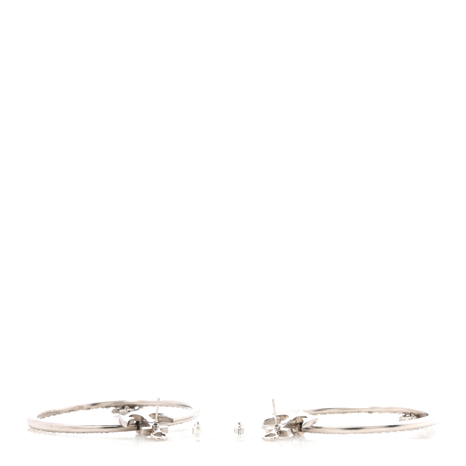 Crystal Anchor CC Hoop Earrings Silver