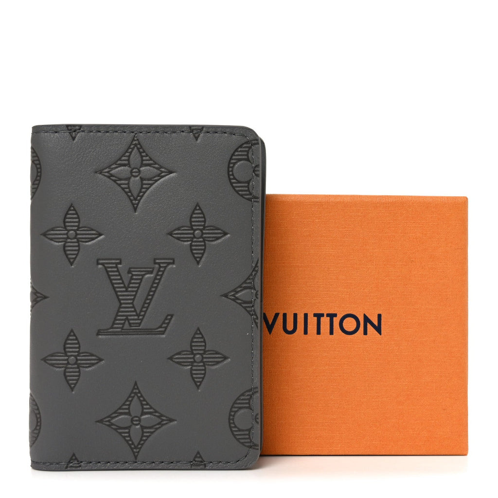 Louis Vuitton Calfskin Monogram Shadow Pocket Organizer Antarctic Grey