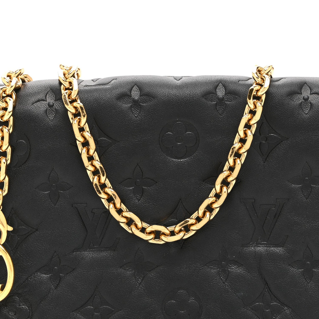 Louis Vuitton Lambskin Embossed Monogram Pochette Coussin Black