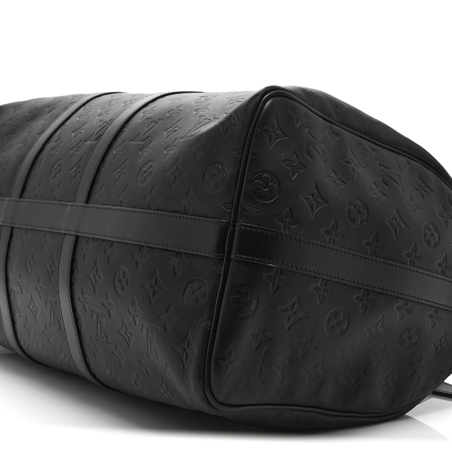 Louis Vuitton Calfskin Shadow Monogram Keepall Bandouliere 50 Black