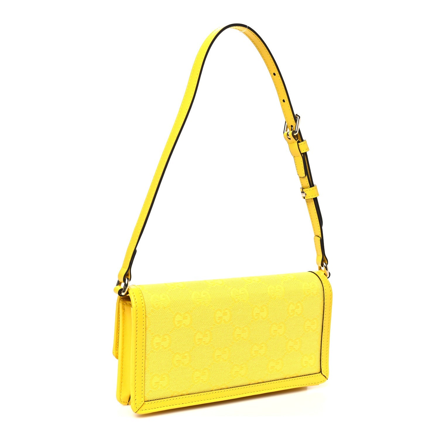 Gucci GG Monogram Scratch Lux Calfskin Mini Luce Shoulder Bag Yellow