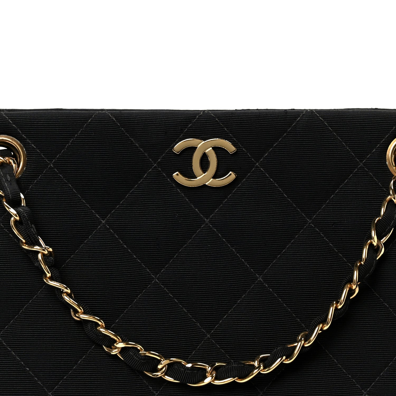Chanel Grosgrain Quilted Shopper Tote Black