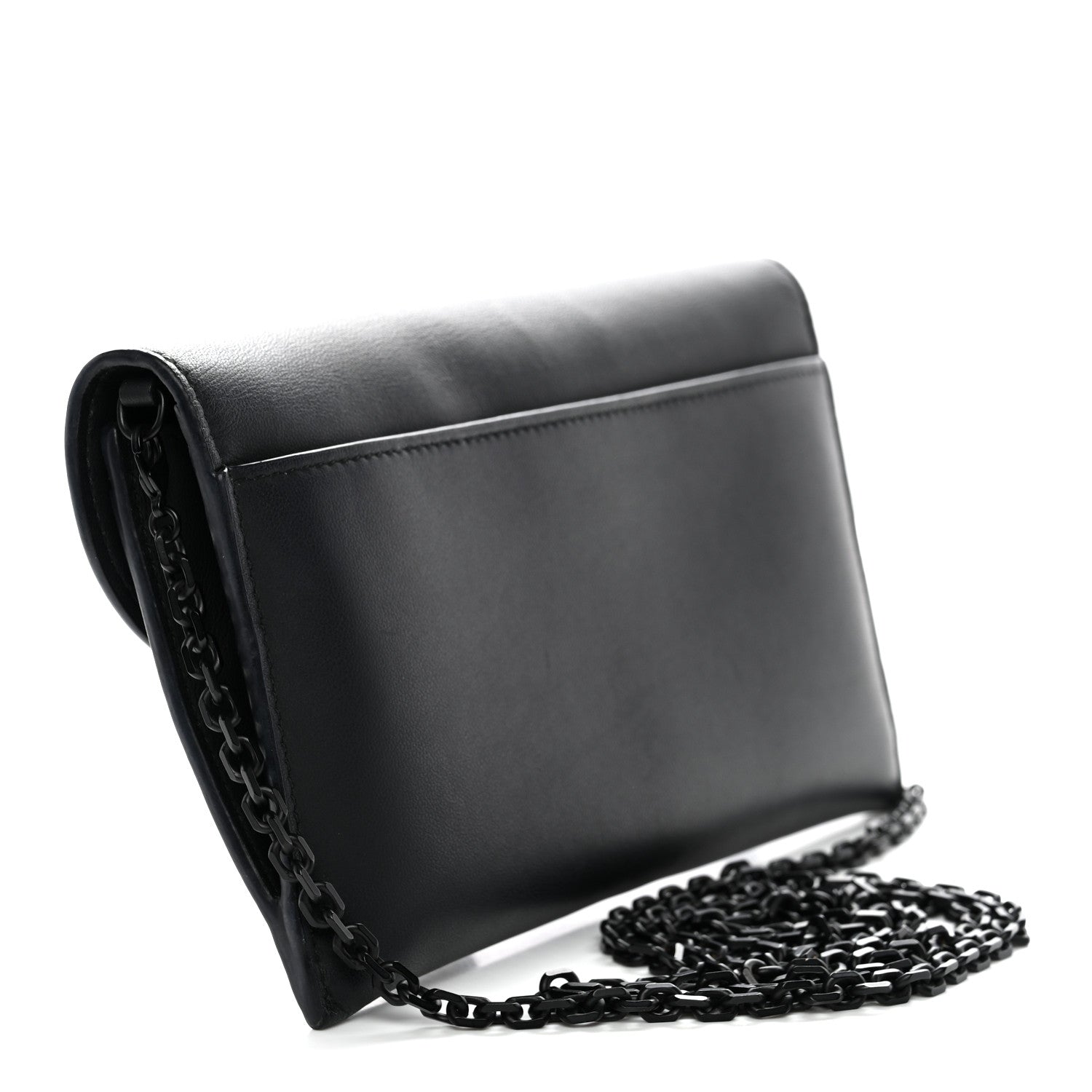 Christian Dior Ultra Matte Calfskin Saddle Chain Wallet Pouch Black
