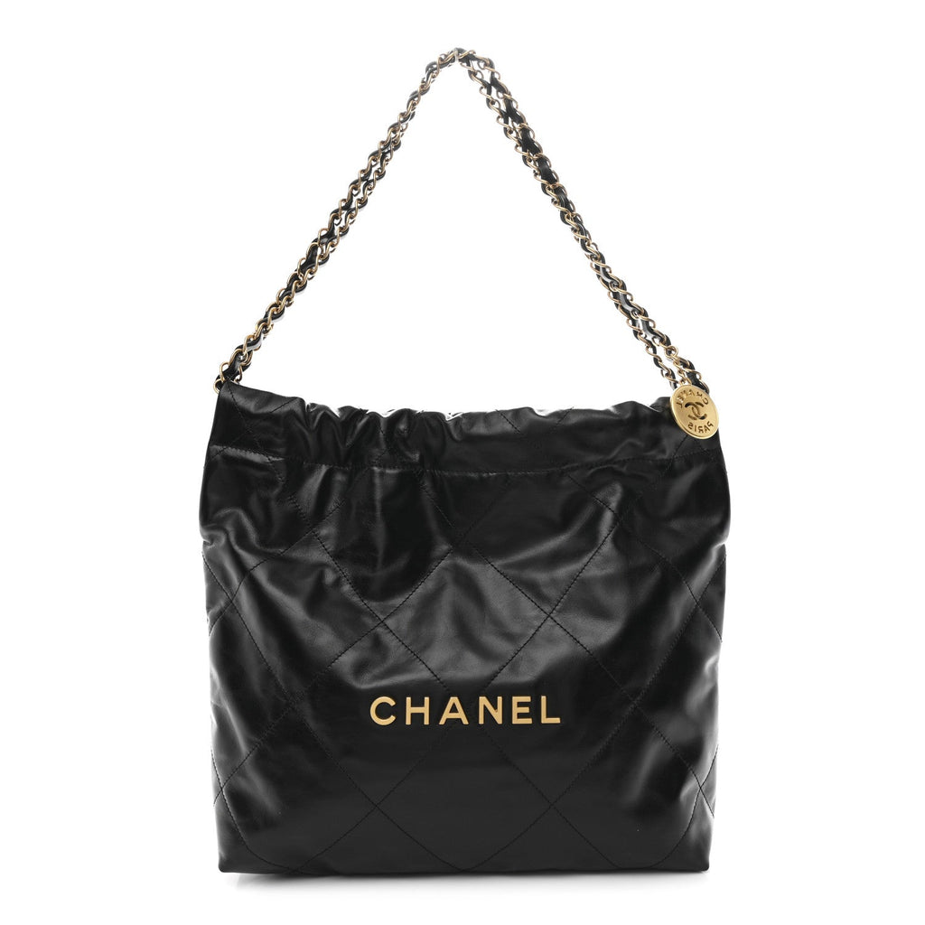 Chanel Shiny Calfskin Quilted Small Chanel 22 Black
