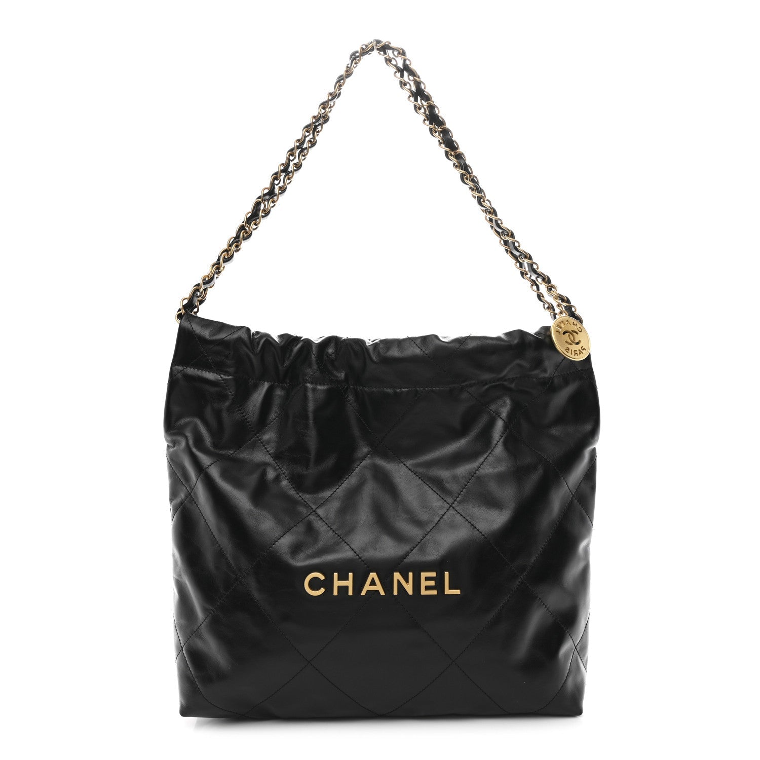Chanel Shiny Calfskin Quilted Small Chanel 22 Black
