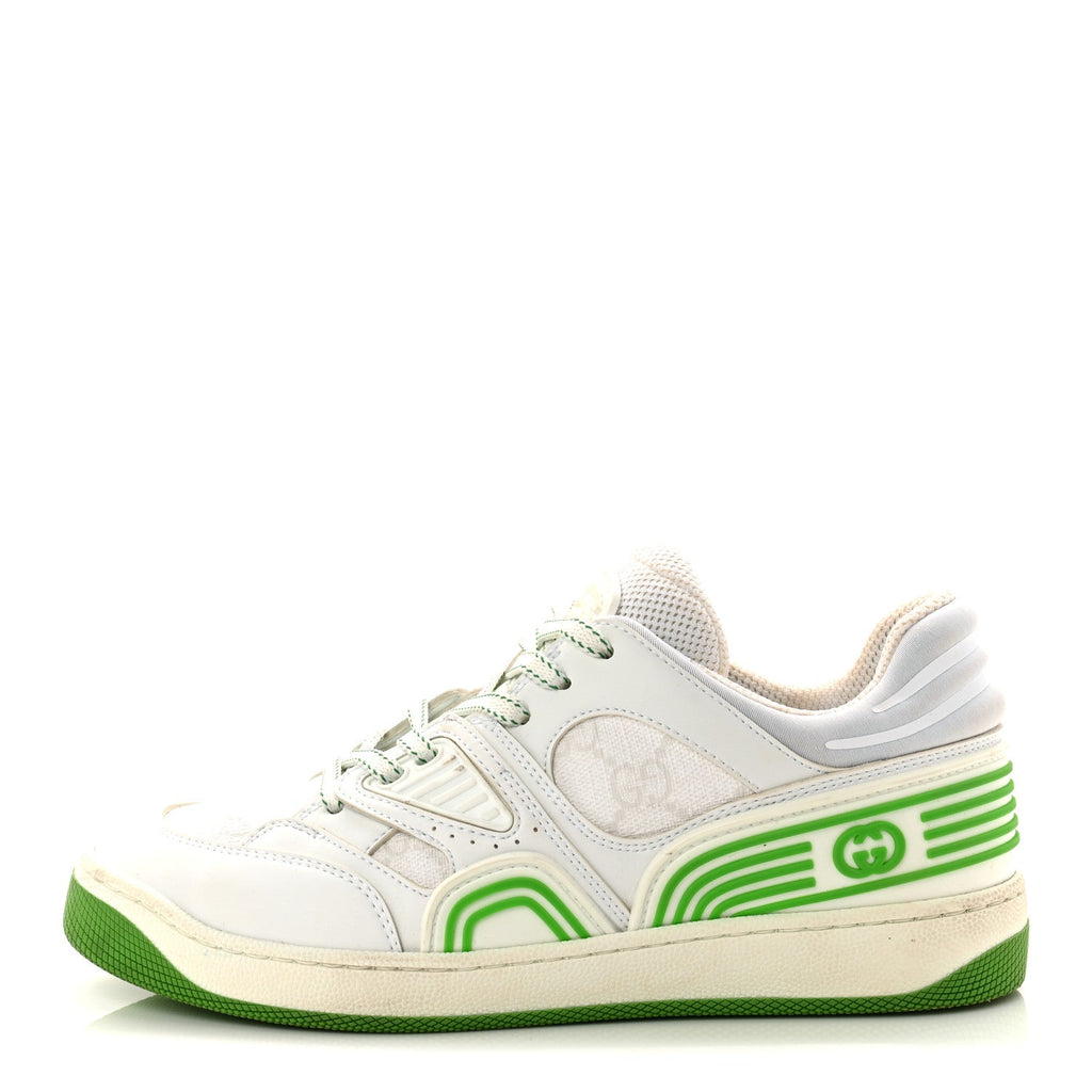Gucci Demetra GG Supreme Monogram Womens Basket Low Top Sneakers 35 Great White Green