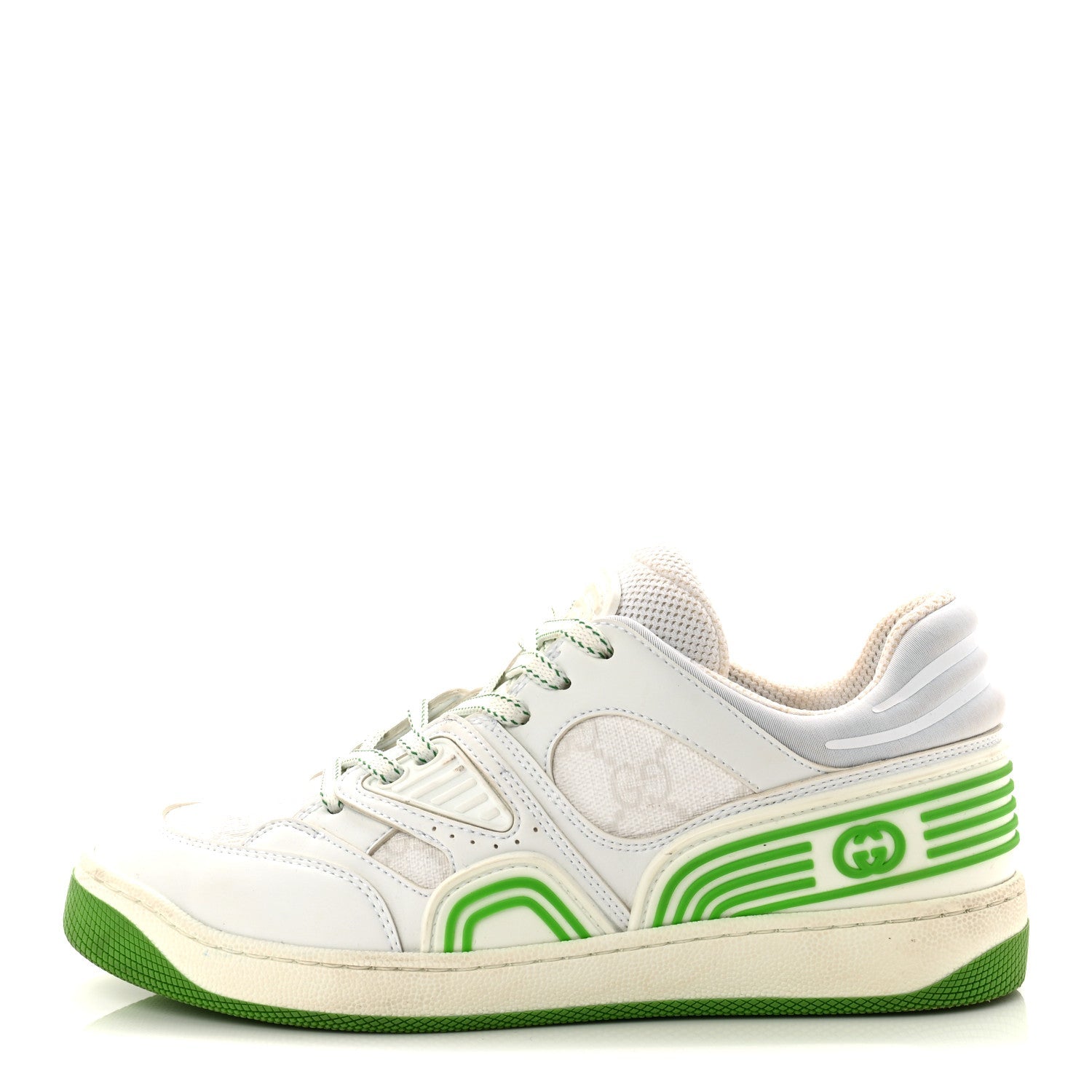 Gucci Demetra GG Supreme Monogram Womens Basket Low Top Sneakers 35 Great White Green