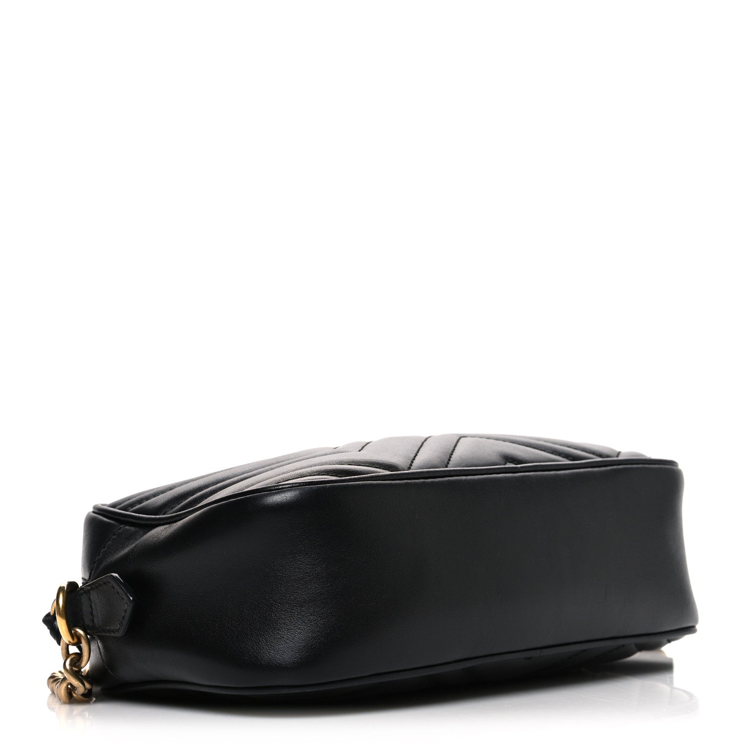 Gucci Calfskin Matelasse Small GG Marmont Chain Shoulder Bag Black