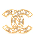 Crystal Coco CC Logo Brooch Gold