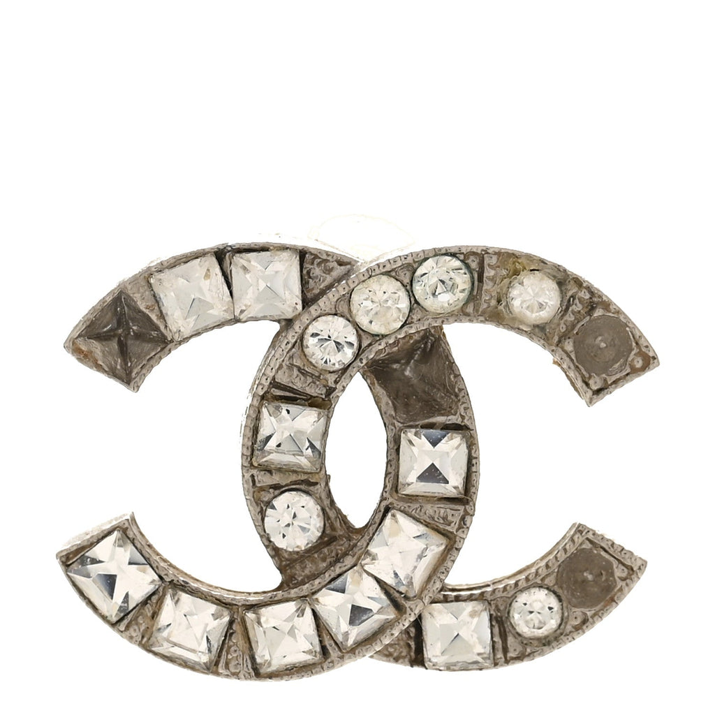 Baguette Crystal CC Earrings Silver