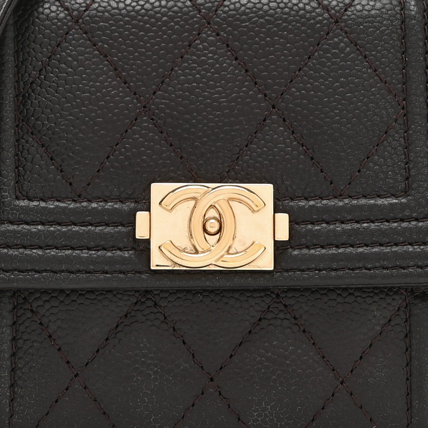 Chanel Caviar Quilted Boy Card Holder On Chain Black