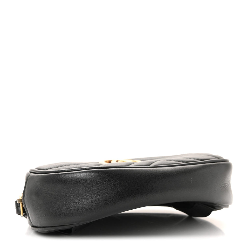 Gucci Calfskin Matelasse GG Marmont Belt Bag 85 34 Black