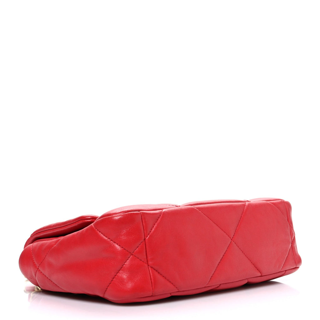 Chanel Lambskin Quilted Medium Chanel 19 Flap Red