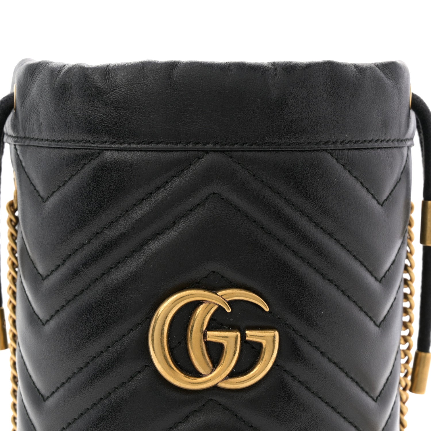Gucci Calfskin Matelasse Mini GG Marmont 2.0 Bucket Bag Black