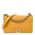 Chanel Lambskin Quilted Medium Boy Flap Yellow