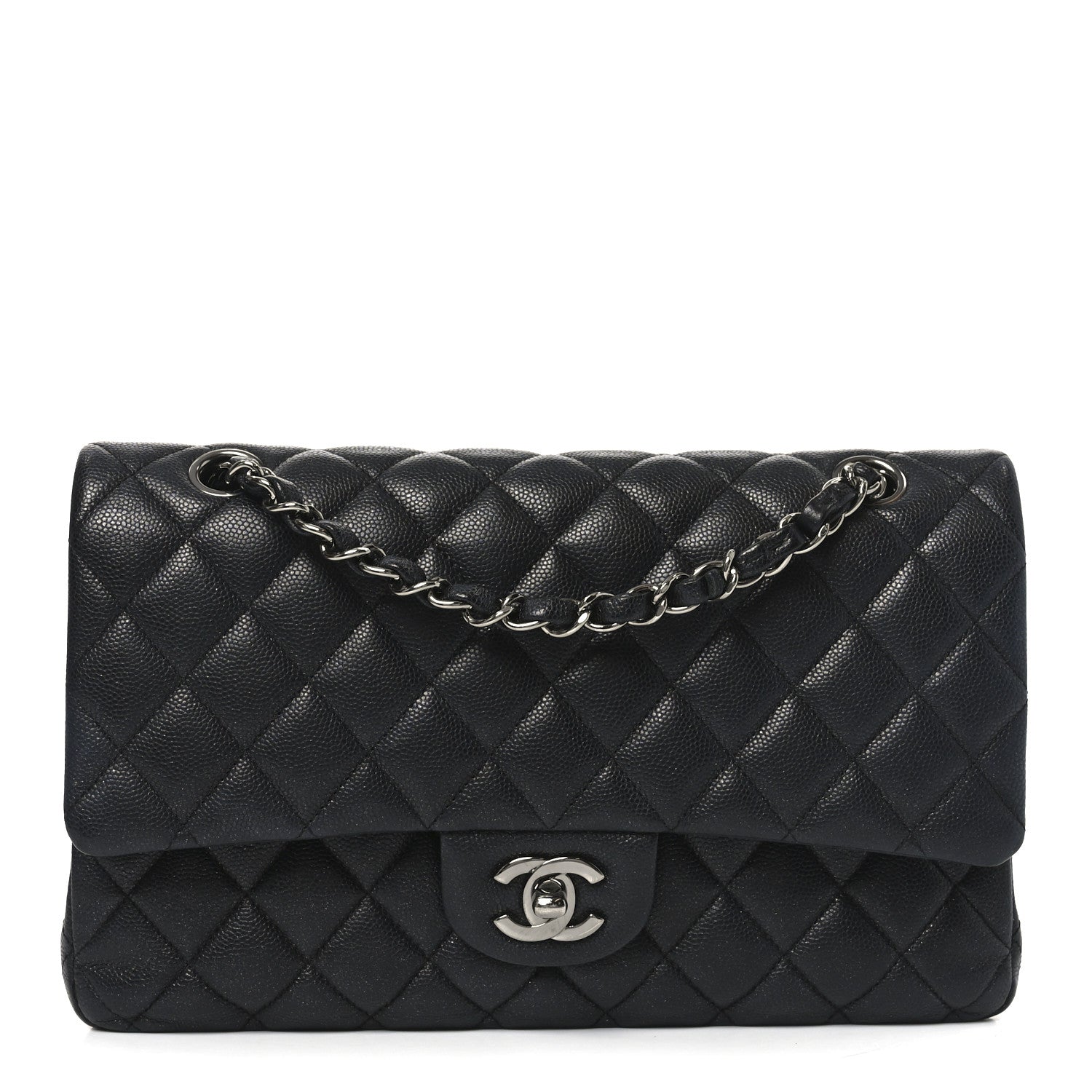 Chanel Iridescent Caviar Quilted Medium Double Flap Black