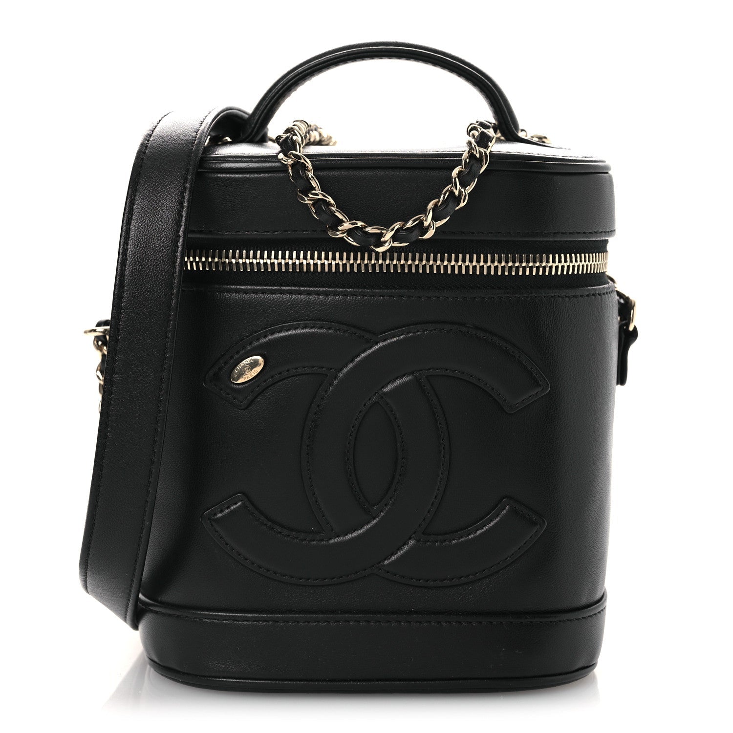 Chanel Lambskin Timeless Vanity Cosmetic Case Black