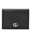 Gucci Pebbled Calfskin GG Marmont Card Case Black