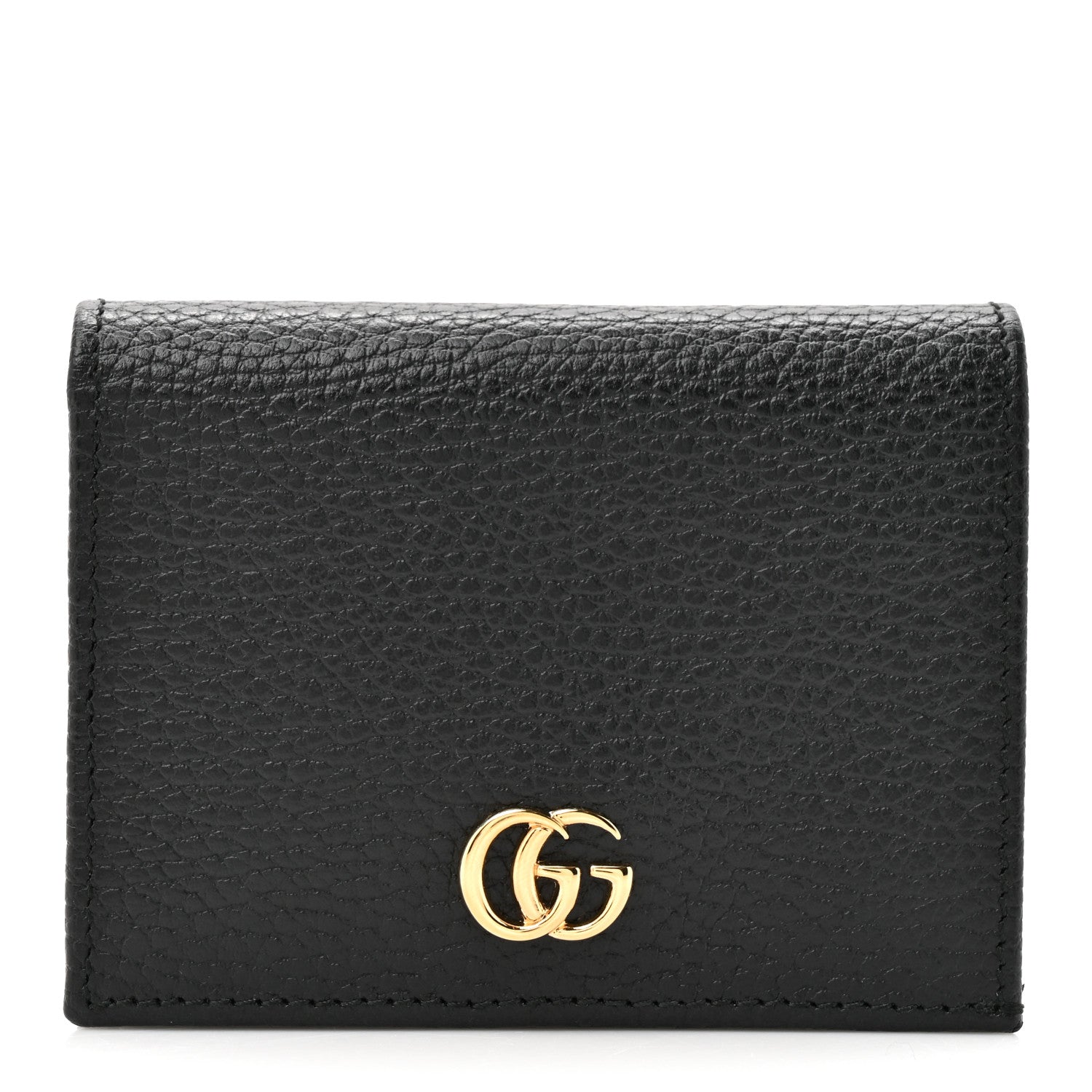 Gucci Pebbled Calfskin GG Marmont Card Case Black