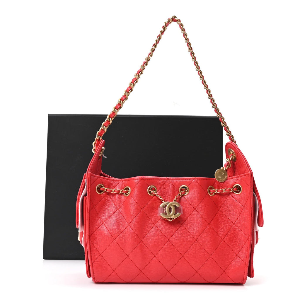 Chanel Caviar Quilted Mini Chanel 25 Handbag Dark Red