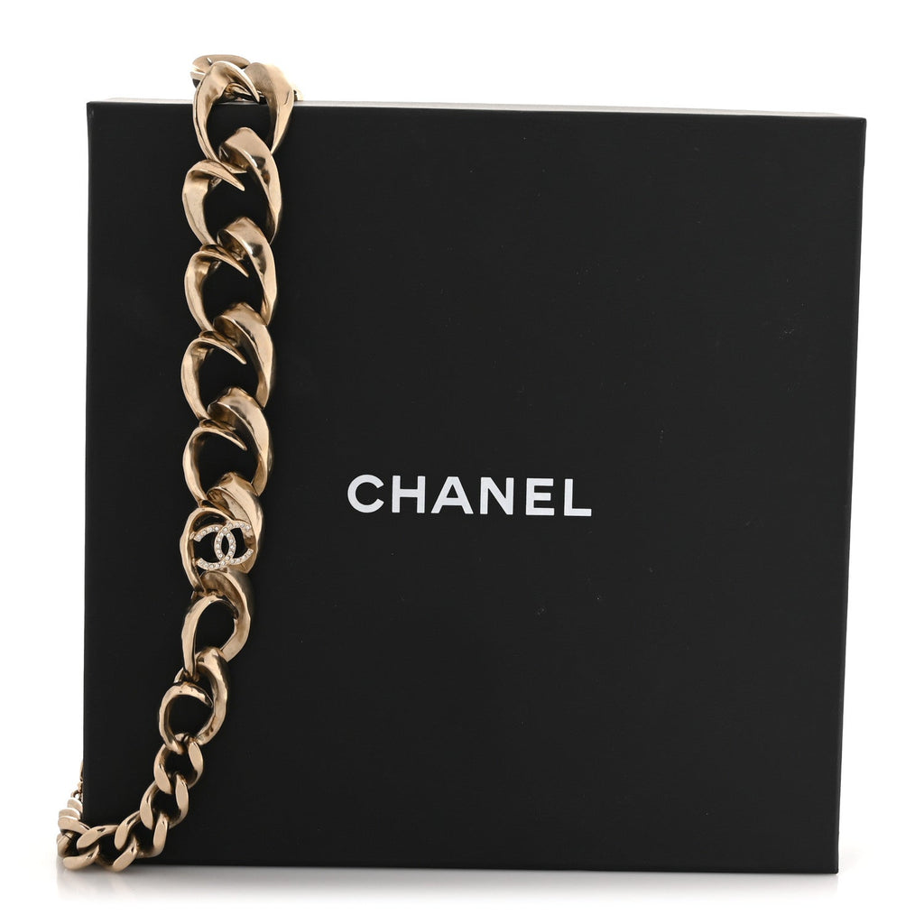 Crystal CC Chain Choker Necklace Gold
