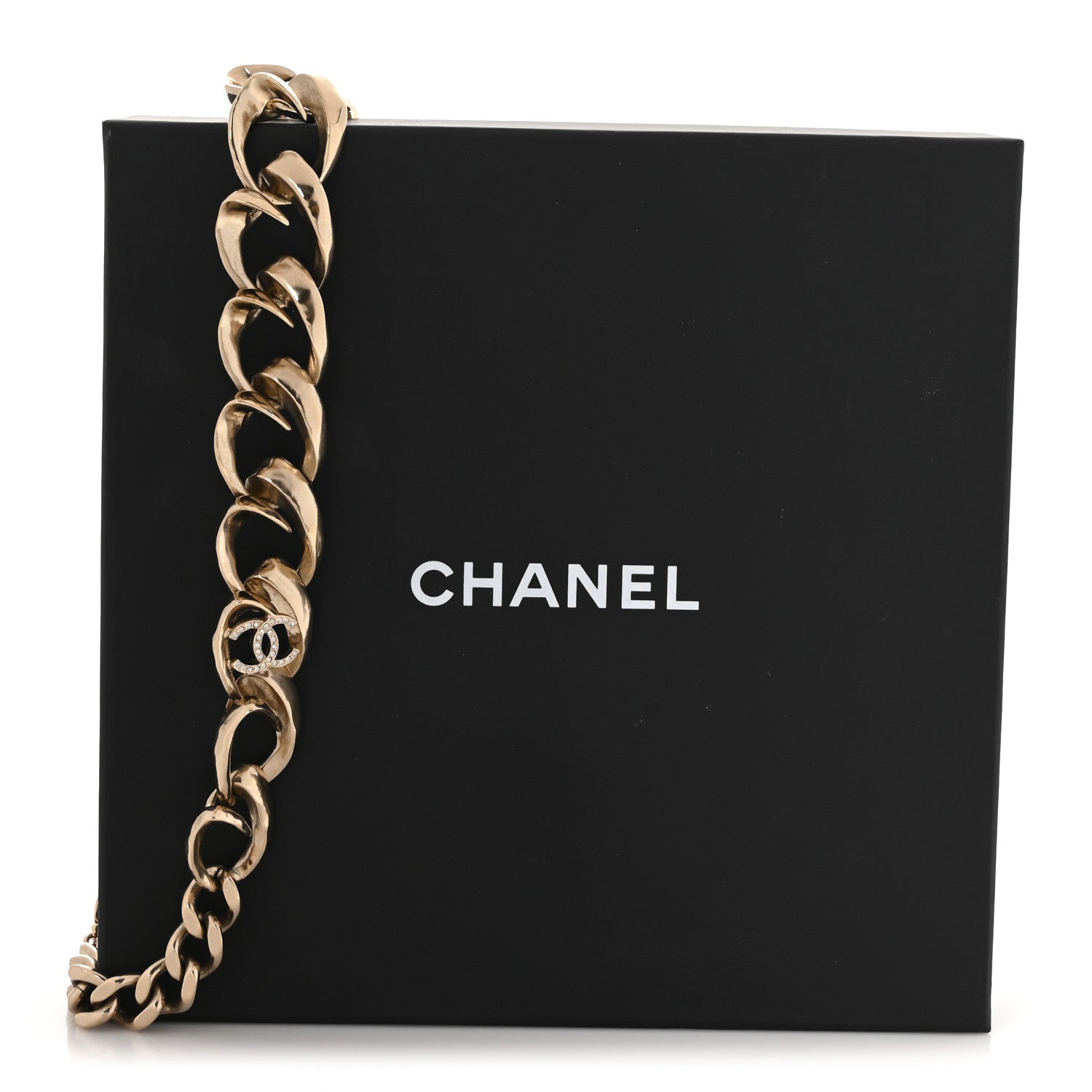 Crystal CC Chain Choker Necklace Gold