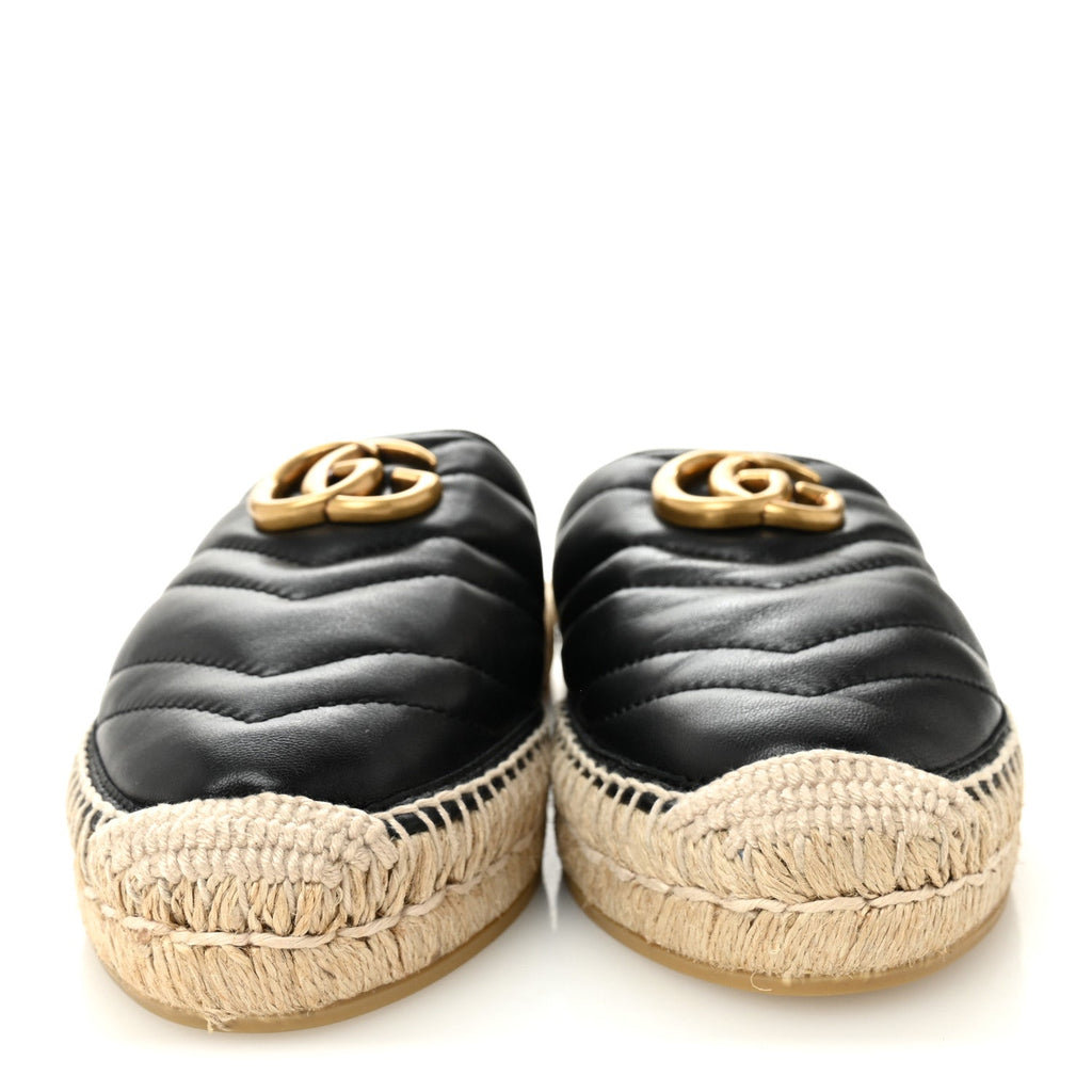 Gucci Nappa Matelasse GG Marmont Espadrille Slippers 36 Black